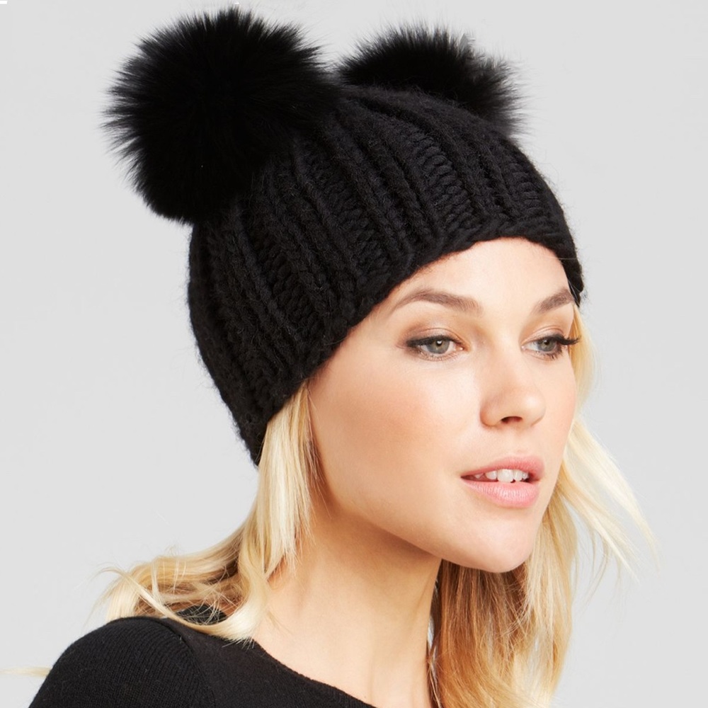 NEW EUGENIAKIM Mimi Real Fox Ear Wool Beanie Hat